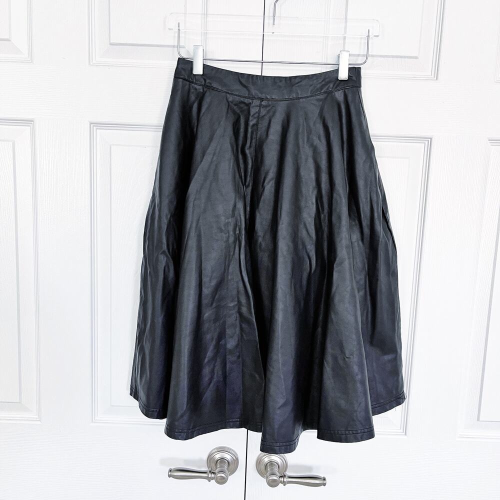 Quinn Black Faux Leather Full Skirt